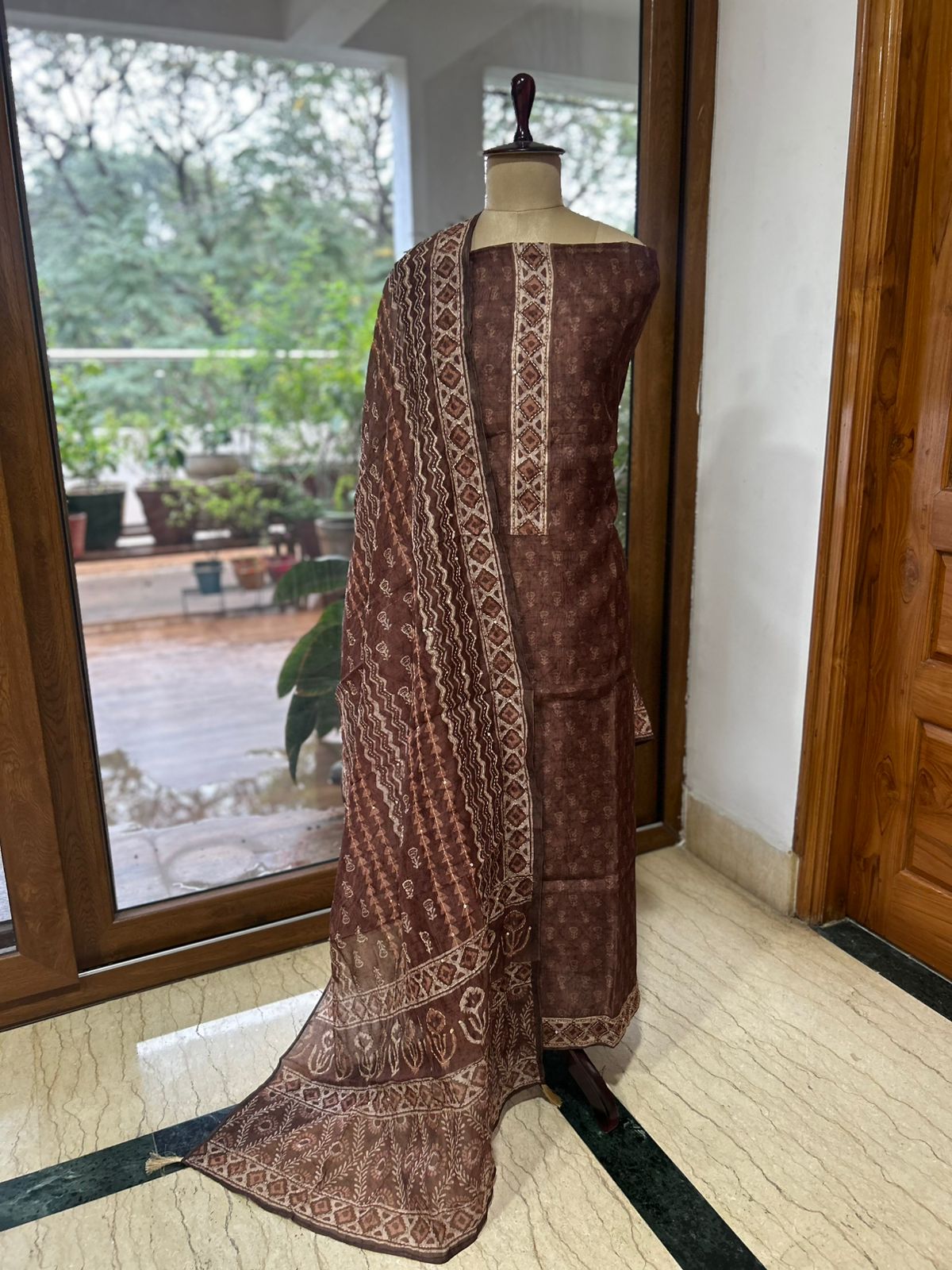 Pure Cotton 3-Piece Dress Material with Embroidered Neck & Digital Print Dupatta