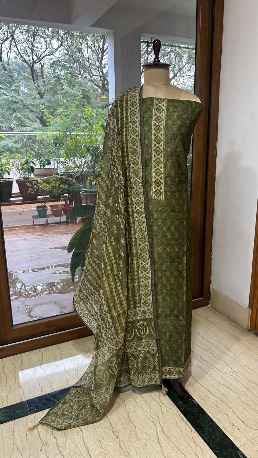 Pure Cotton 3-Piece Dress Material with Embroidered Neck & Digital Print Dupatta